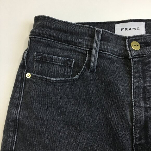 FRAME Denim Condor Wash Le Sylvie Kick Boot 5 Pocket Logo Hardware Jeans - Picture 6 of 12